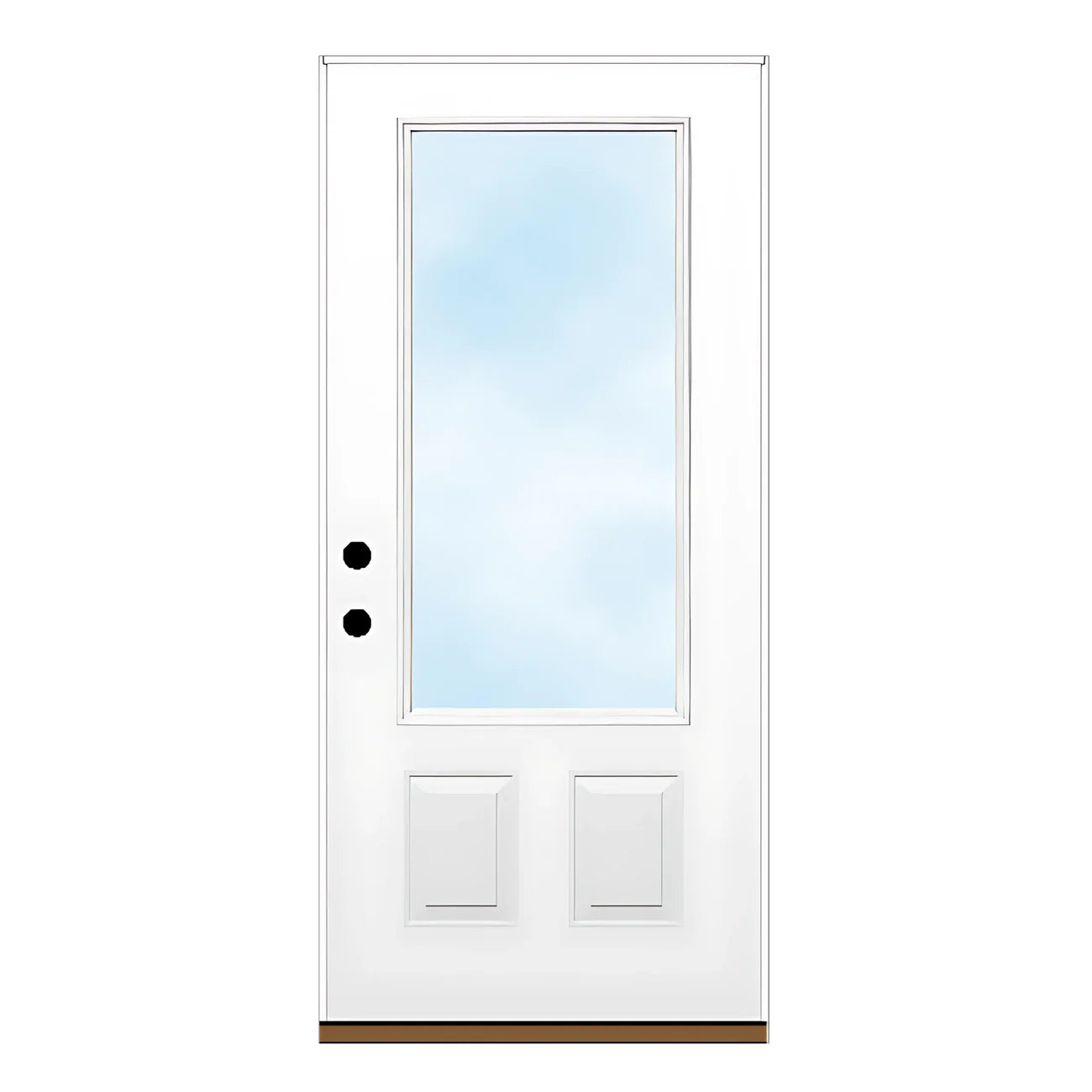 Single Three-Quarter Window Door – White Painted Metal Door with Plastic or Wood Frame